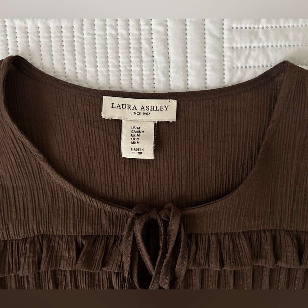 Laura Ashley Chocolate Brown Blouse Size Medium - Picture 3 of 4